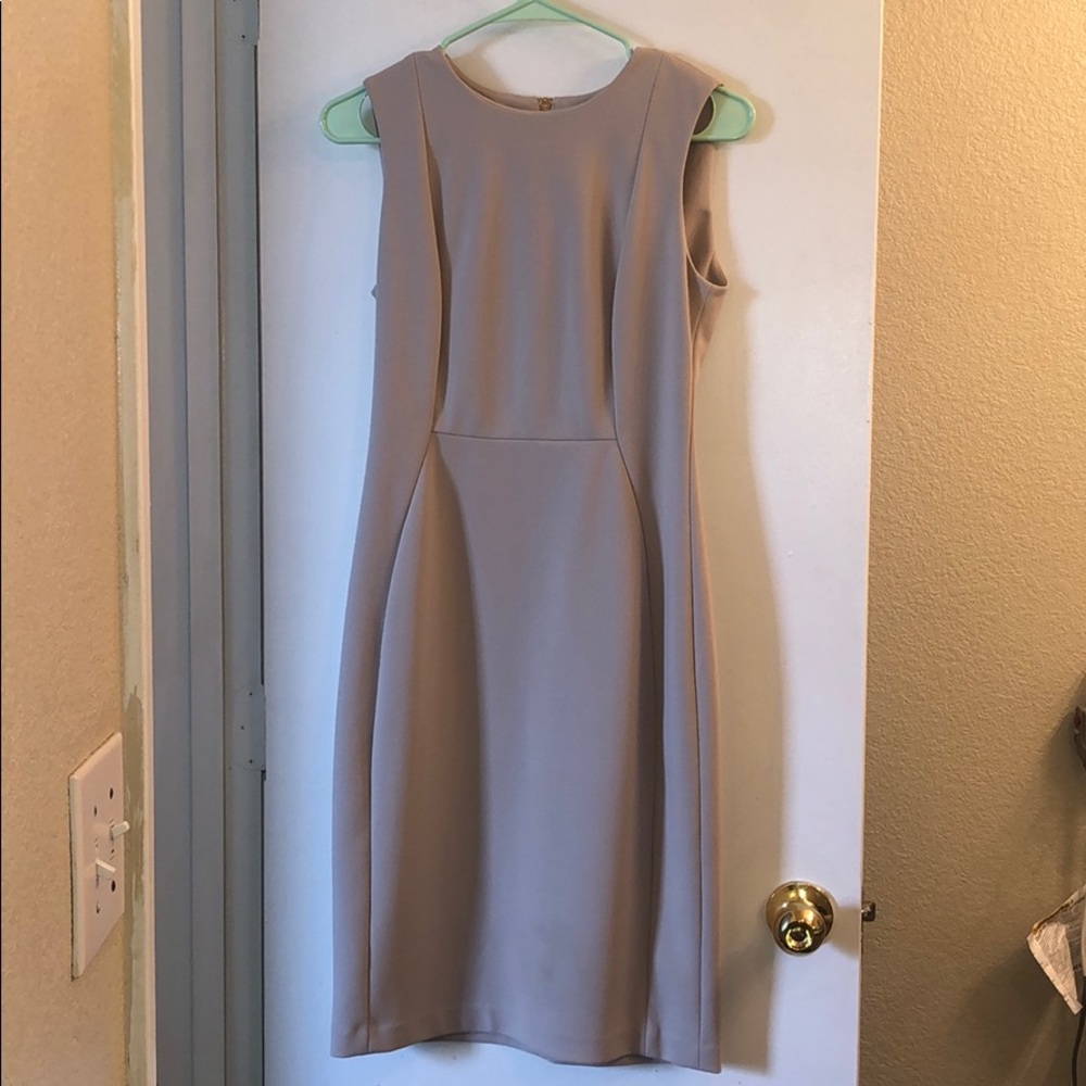 Calvin Klein fitted Tan dress